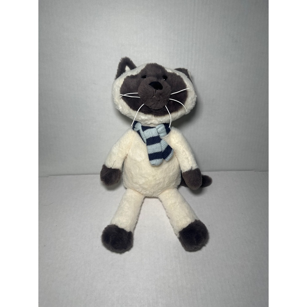 Dan Dee Cat Plush Stuffed Animal Blue Striped Scarf 16 inch NWT